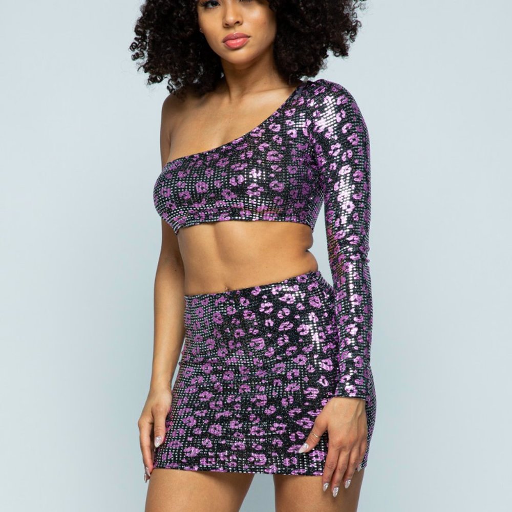 Sequin Off the Shoulder two-piece set